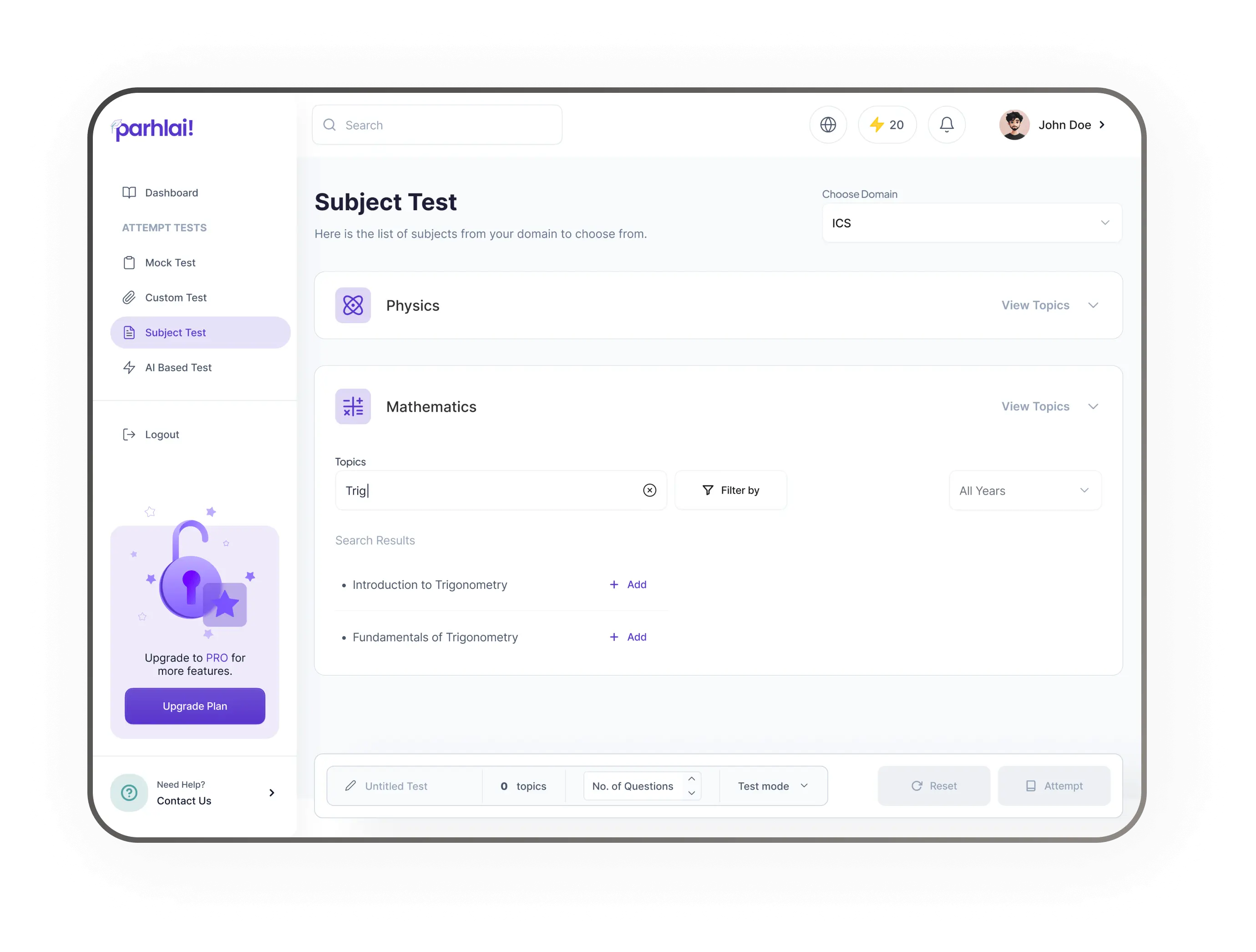 Unlimited MCQ Generation Dashboard