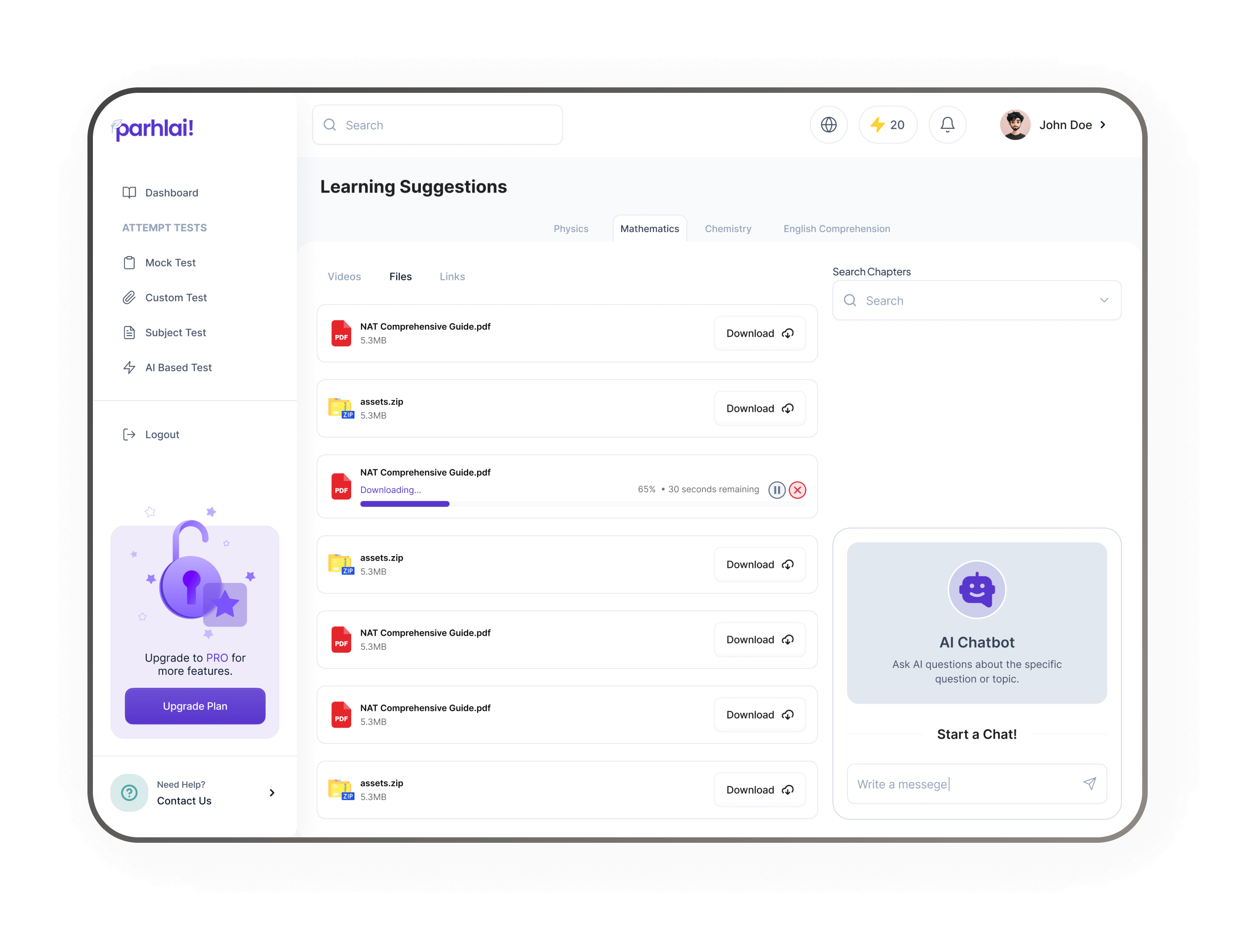 Smart Learning Suggestions Dashboard