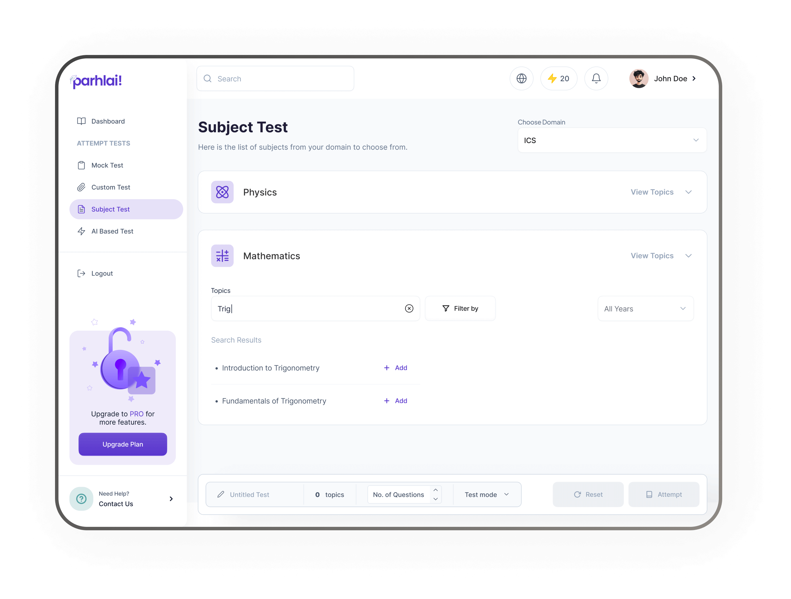 Unlimited MCQ Generation Dashboard